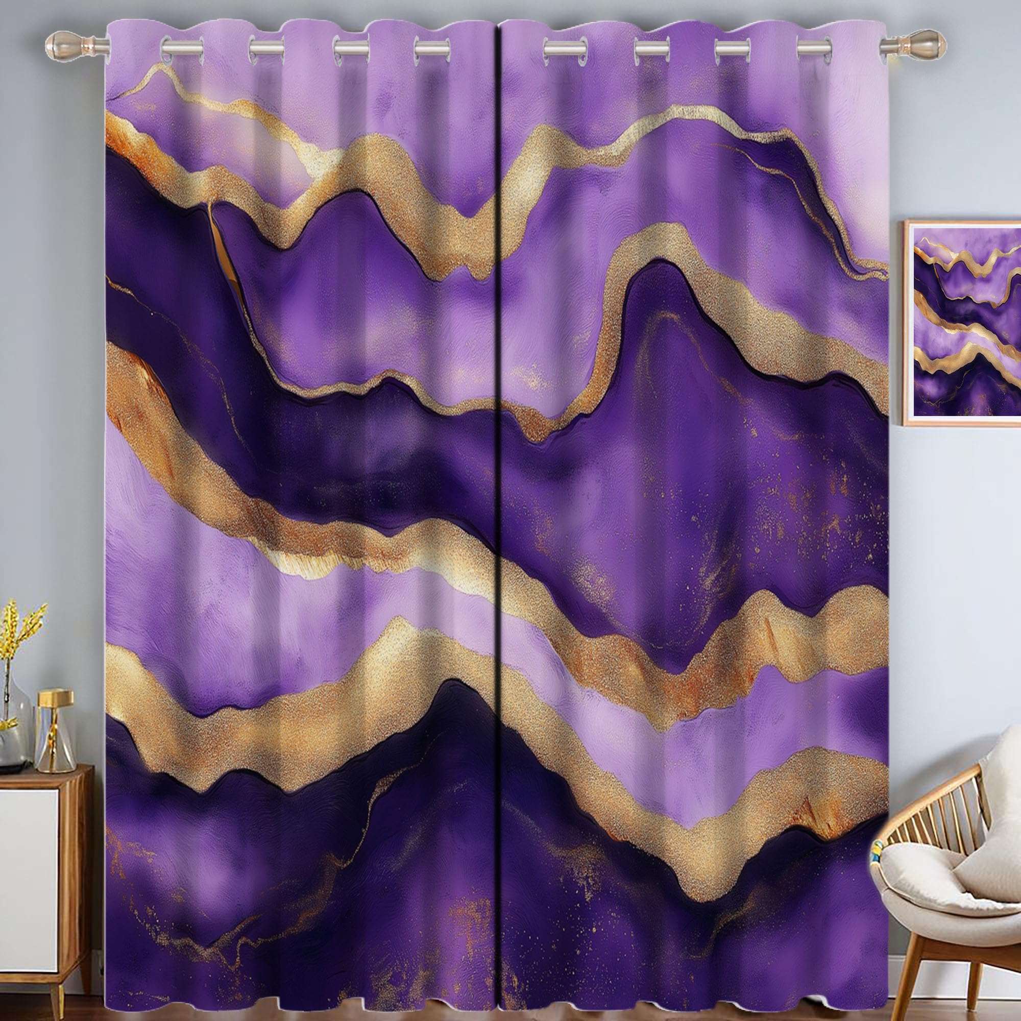 Rideaux avec motif luxe marbre en tissu doux et finitions oeillets