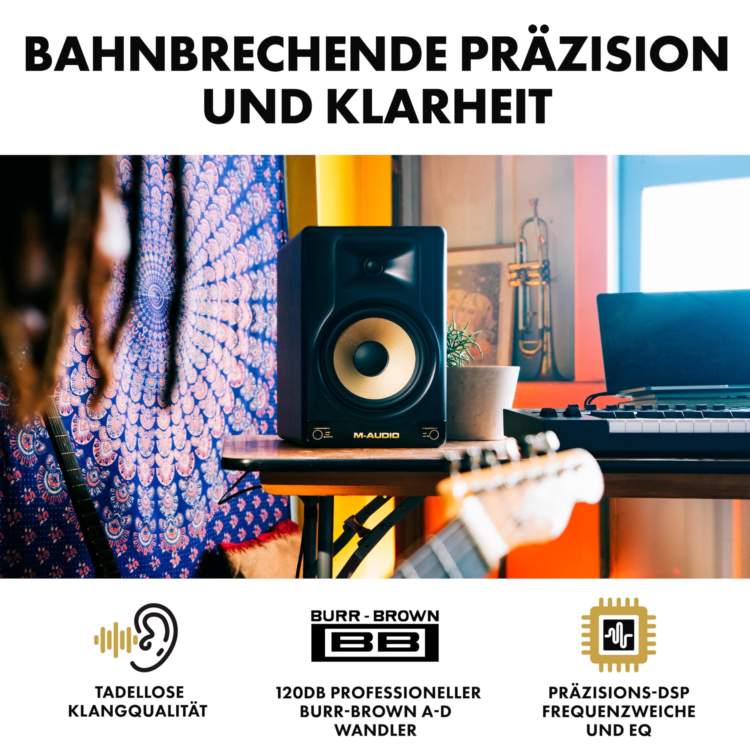 M-Audio Forty Sixty 6.5 Zoll Studio Monitor Lautsprecher für Produktion und Mixing mit Präzisions-DSP Frequenzweiche, EQ, Steuerungs-App und Bluetooth