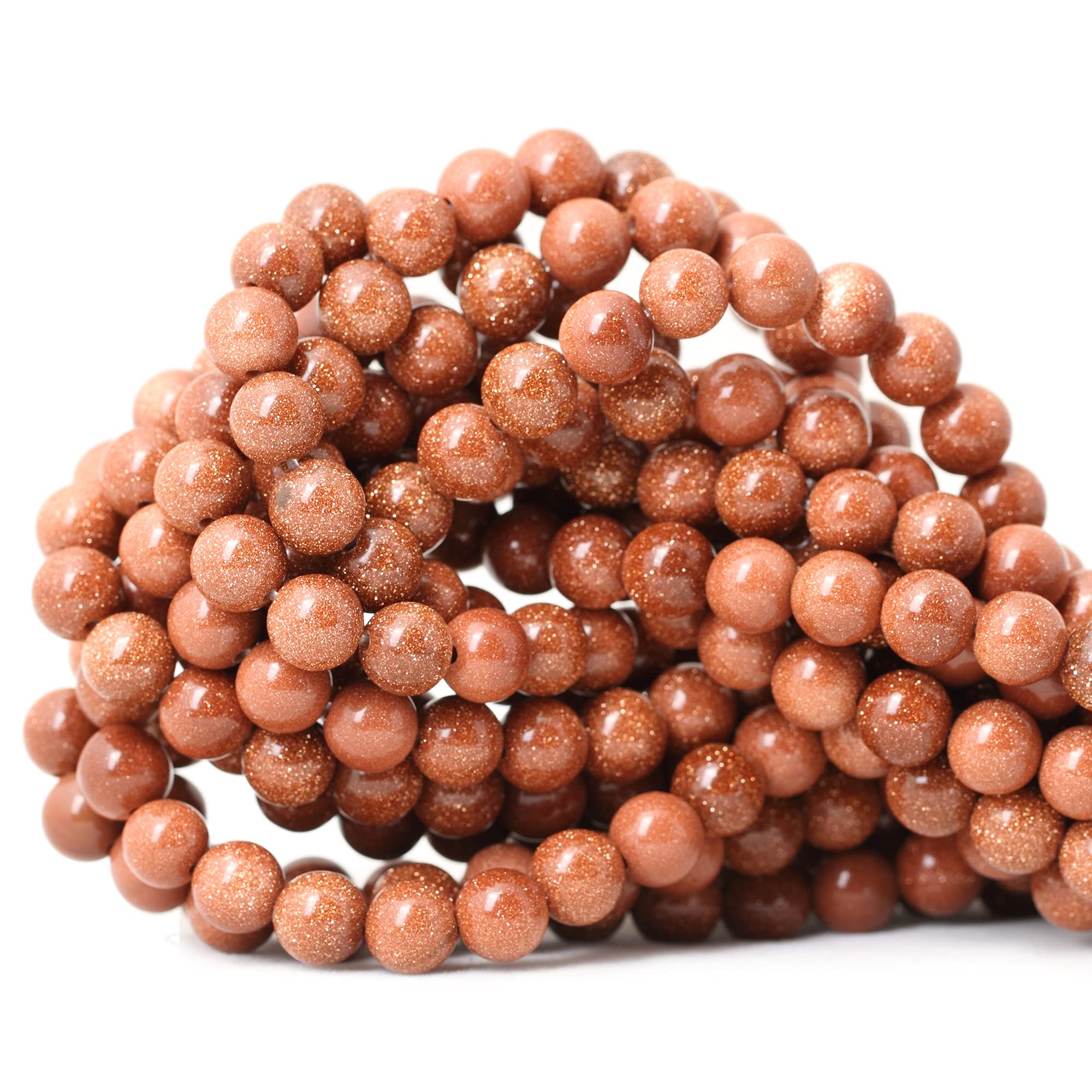 CHEAVIAN45PCS 8mm Gold Sandstone Gemstone Round Loose Beads for Jewelry Making 1 Strand 15"