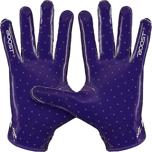 Vista 24 de Grip Boost Guantes de fútbol – Solid Stealth 6.0 Boost Plus Sticky Technology – Guantes de fútbol para adultos y jóvenes para receptor ancho – Negro