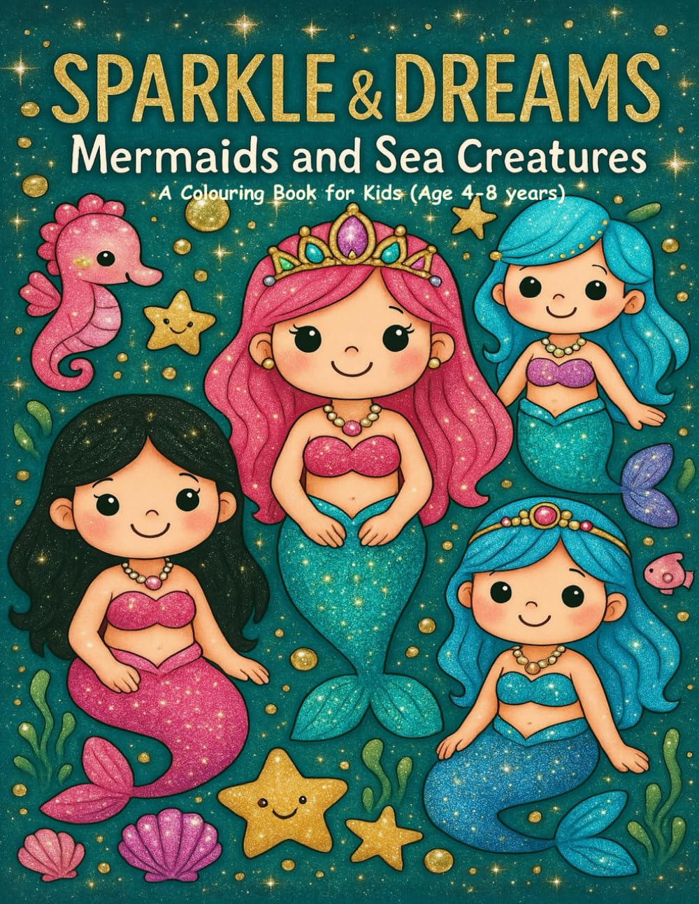 Sparkle and Dreams: Colouring book for kids (4-8 years): Mermaids and Sea creatures (Colouring book for kids - Sparkle and Dreams)