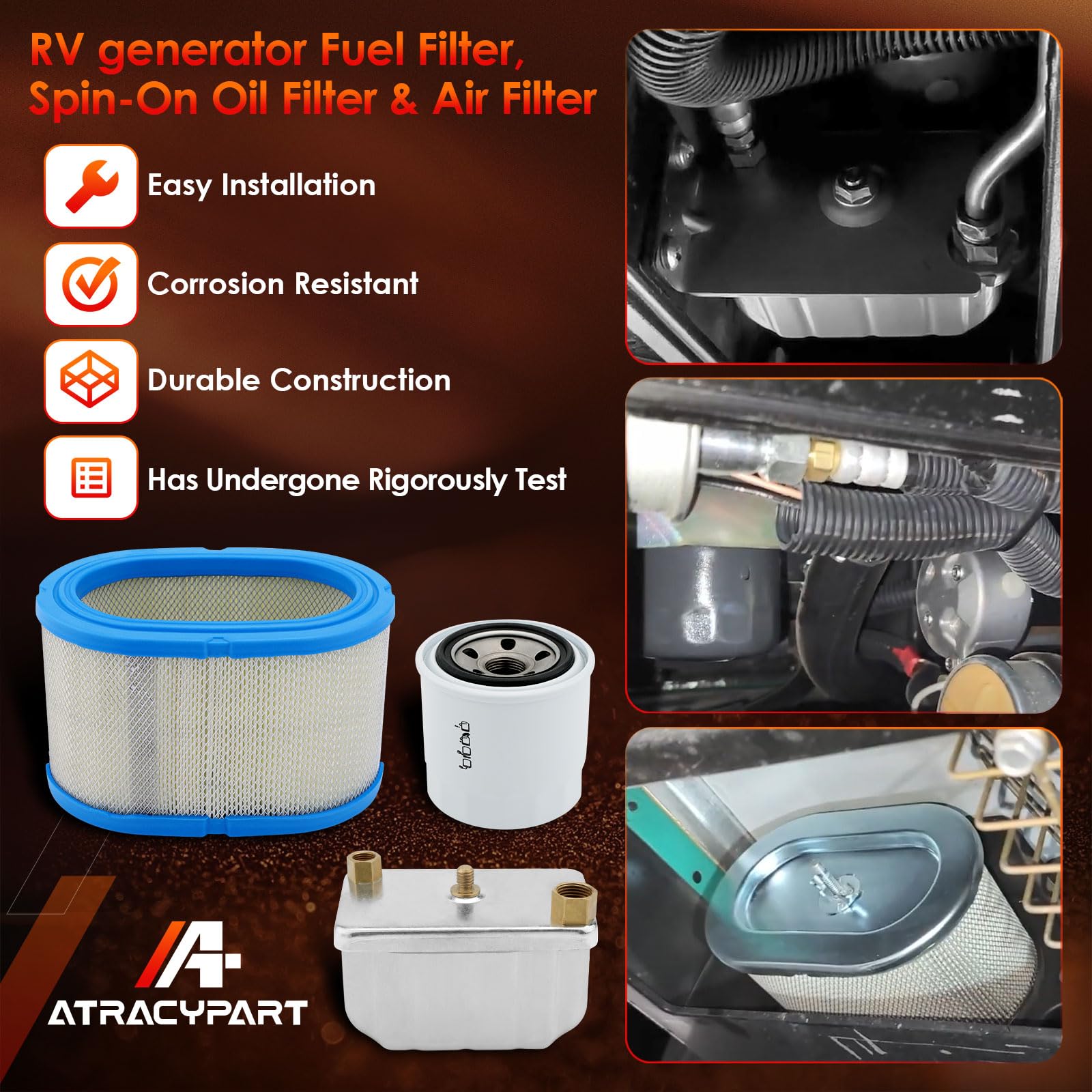 140-2897 Onan Air Filter Filters Kit Fleetguard AF27906, LF3591, FF236 ...