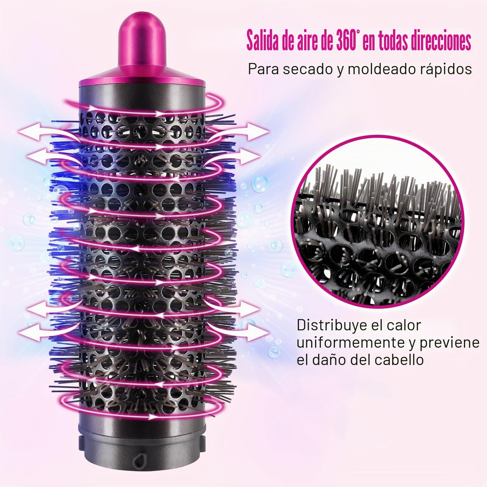 Cepillo voluminizador redondo para Dyson para Airwrap HS01/HS05, accesorios número de pieza 969489-01 970750-01 para estilizador de cabello, herramienta de fijación voluminizador de cabello plano