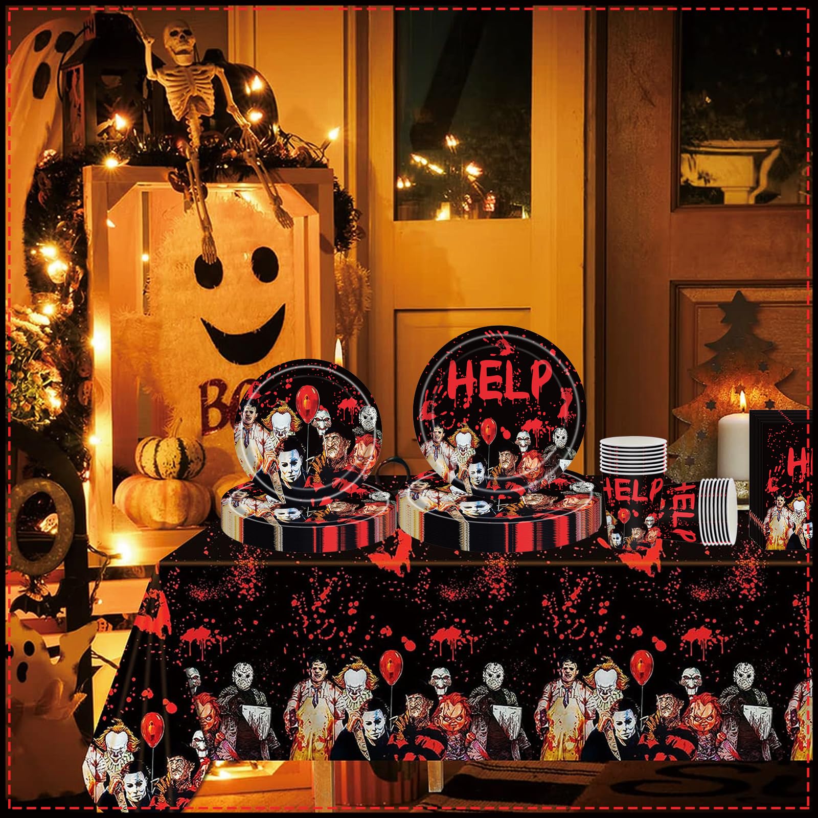 Bikasun Set Di Stoviglie Per Feste Di Halloween 16 Ospiti, Bicchieri - 9