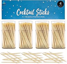 600 Large 6cm Round Cocktail Sticks Wooden Toothpicks Refill, Safe Double Sided Picks for Dental Teeth Picking Party Buffet Canapé Appetisers Barbecue (600 Cocktail Sticks)
