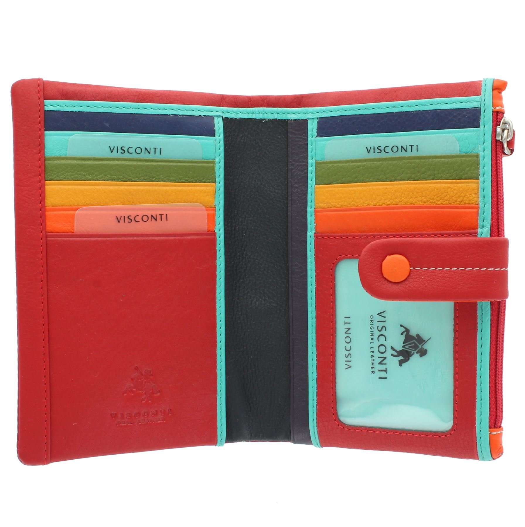 Portafoglio da Donna in Pelle Multicolore Visconti Mimi Collezione MALIBU M87 Rosso Multi