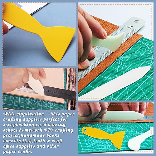 Miniatura 7 de WONVOC 4 carpetas de hueso, creadores de pliegues, herramienta de puntuación, creaser de papel, herramienta plegable para encuadernar, herramientas