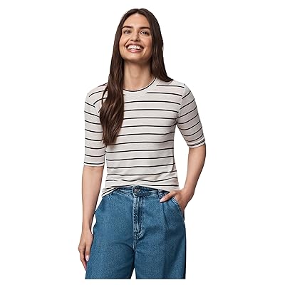 Splendid Bamboo Stripe Quarter Sleeve T Shirts Women