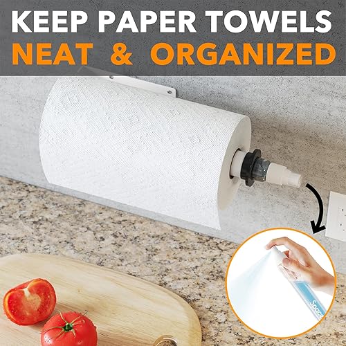 Miniatura 8 de SpaceAid SprayNeat - Soporte para toallas de papel con botella de spray, soporte para toallas de papel debajo del gabinete con rociador en el centro