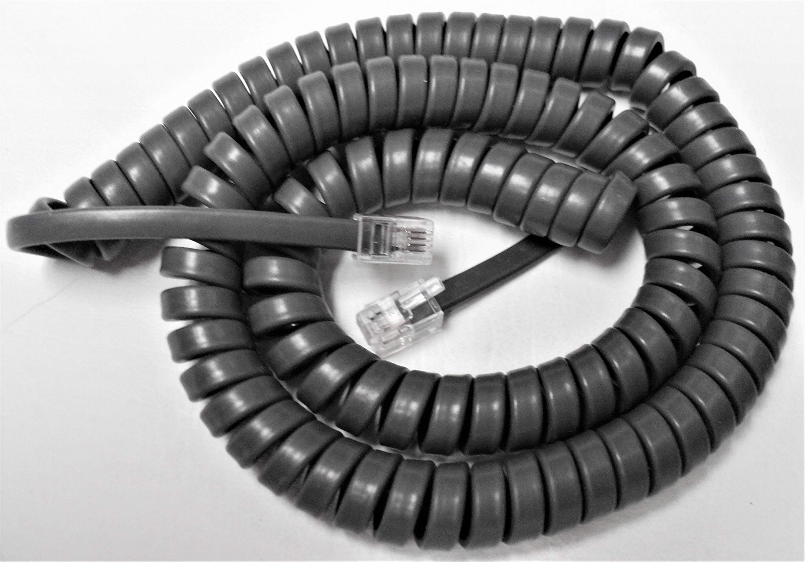 10-Pack Medium Gray 12' Ft Handset Cords Compatible with Avaya Phone Definity 6400 Series 6408 6416 6424 6408D 6416D 6424D Partner 6 18 18D 34D MLS 12D Digital Receiver Curly Coil Lot