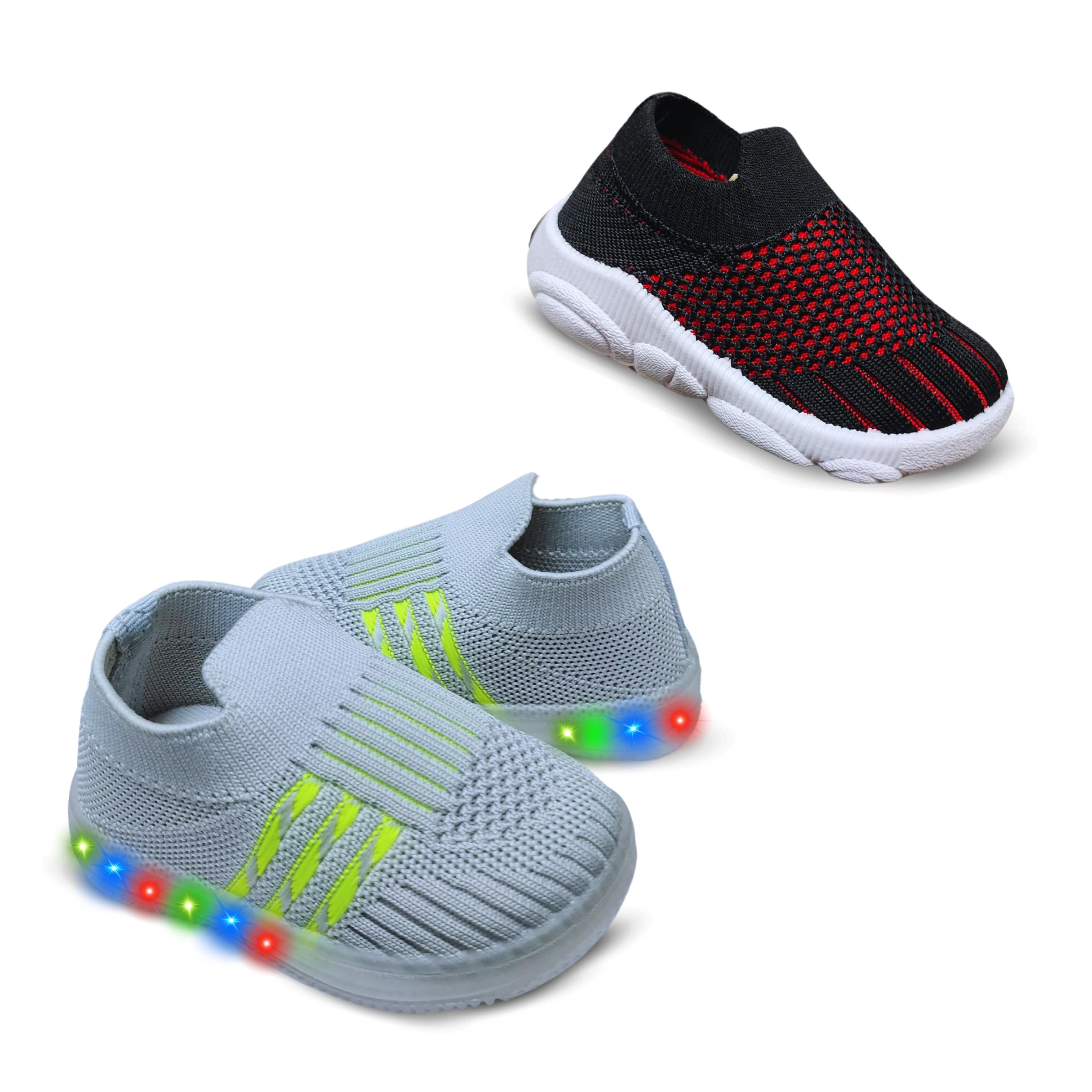 TrendStation Kids Trending Slip-On Shoes Combo, Pack of 2 (Light Shoe + Musical Shoe) (J3-LG+FL12-BK, UK Footwear Size System, Toddler, Age Range, Medium, 3 Months, 6 Months) (B0DFPYBYHR) Amazon Price History, Amazon Price Tracker
