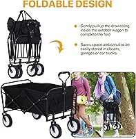 Vista 5 de Carrito plegable para camping, jardín, comestibles, playa, carrito de utilidad portátil resistente con 4 ruedas universales y mango ajustable