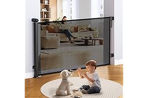 Uamector Retractable Baby Gate: 72" Wide, 34" Tall Safety Barrier for Stairs and Doorways