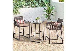 SUNSITT 3-Piece Outdoor Wicker Patio High Top Table and Chairs