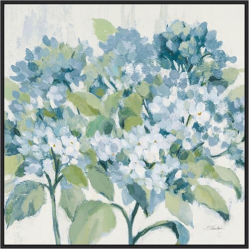 Miniatura 11 de Amanti Art Silvia Vassileva - Lienzo enmarcado para pared, 30 x 30 pulgadas, diseño romántico de hortensias azules, lienzo enmarcado para pared,