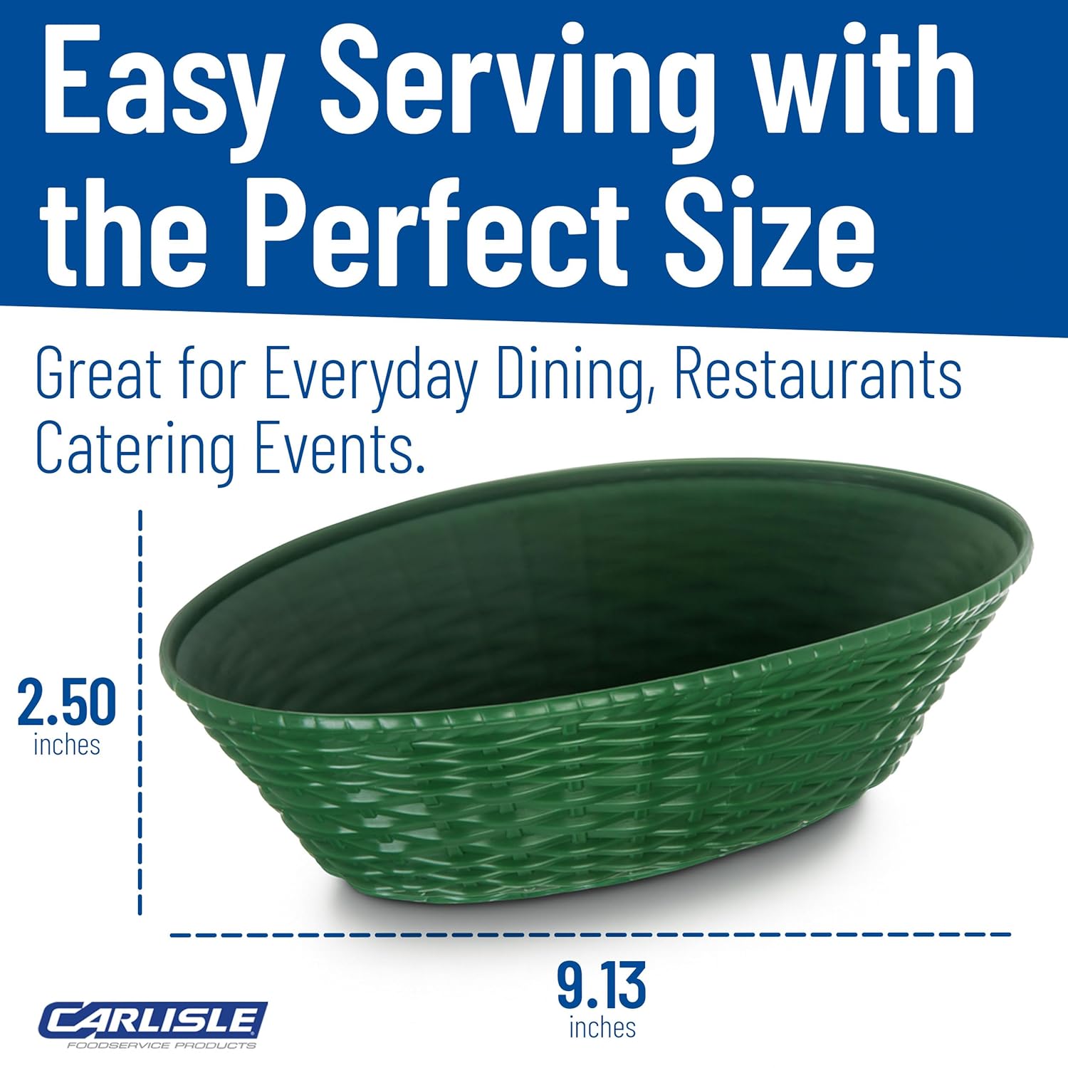 Carlisle FoodService Products 650409 WeaveWear Oval Serving Basket, 9" x 6", Green (Pack of 12)