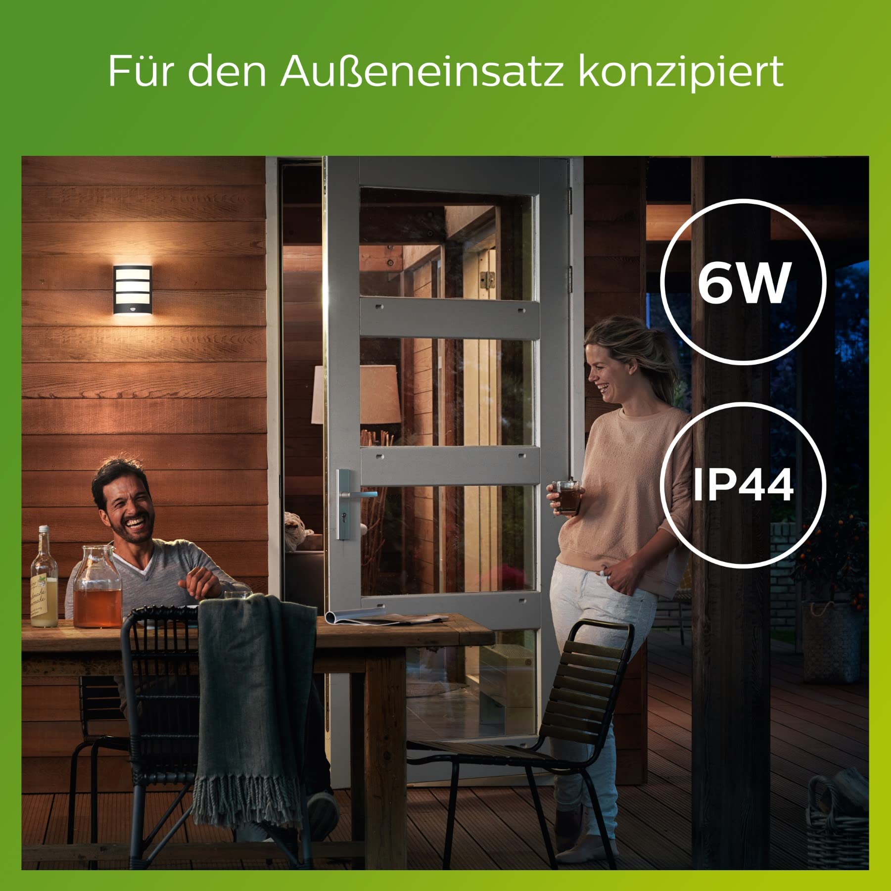 Philips myGarden LED Python Wandaußenleuchte mit Bewegungsmelder, 6W, warmweißes Licht 2.700K, 600lm, IP44 Schutzklasse, integriertes Leuchtmittel, Anthrazit