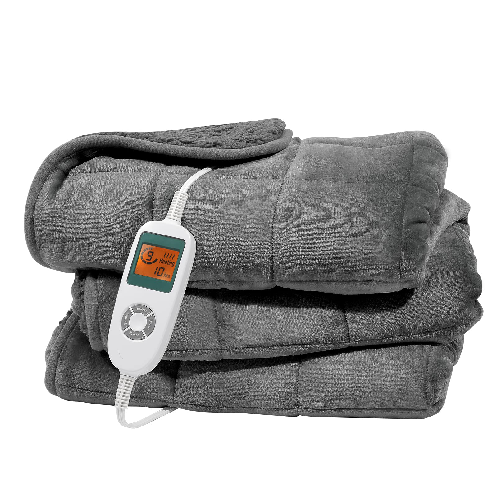 Amazon.com: DAILYLIFE Weighted Electric Heated Blanket (10 lbs, 48x72,  Twin Size), Heavy Heated Throw with Premium Glass Beads, Cozy Soft Flannel,  10 Heating Settings, Gray : Home u0026 Kitchen