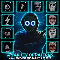 Vista 2 de Ompusos LED Mask with Gesture Sensing, Light-Up Transforming Face Cover for Halloween, Christmas, Cosplay & Birthday Parties