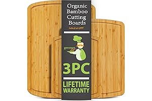 Organic Bamboo Cutting Board Set of 3 with Lifetime Replacements