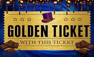 6x4FT Golden Ticket Photography Backdrop with This Ticket Chocolate Factory Candy Party Background for Boy Girl Birthday Party Newborn Decoration Photo Booth TAYHBDJ105