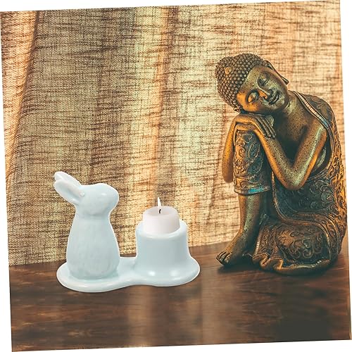 Miniatura 3 de Alipis Candelabro de conejo Centro de mesa Conejito Portavelas Candelabro Plato de vela de Pascua Candelabro de Pascua Decoración de la Boda