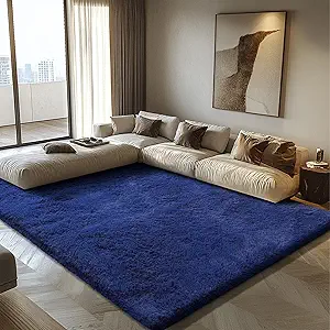 9x12 Fluffy Area Rugs for Living Room,Large Fuzzy Shag Area Rug for Bedroom,Blue Soft Non-Shedding Indoor Plush Carpet for Kids Bedroom Nursery Home Decor
