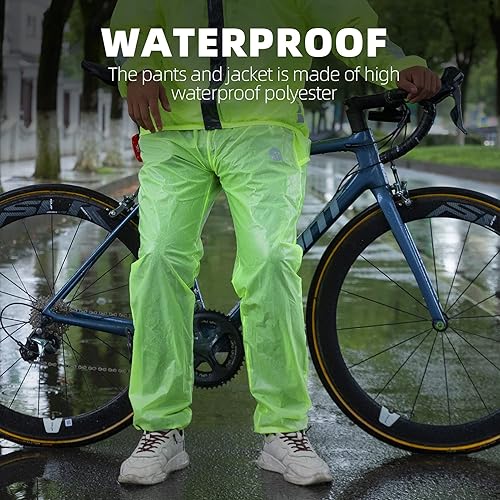 Miniatura 5 de ROCKBROS Chaqueta de lluvia de ciclismo para hombre, pantalones de ciclismo 100% impermeable, traje de ciclismo transpirable, pantalones para lluvia