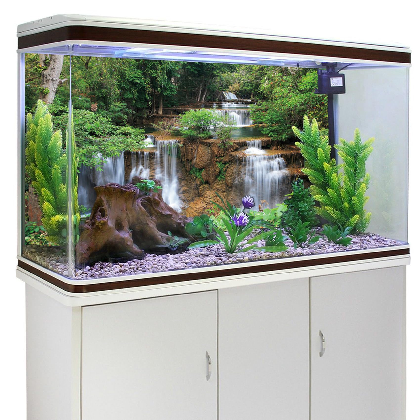 120x46cm Cascata Terrario Sfondo Foresta pluviale Acquario Sfondo Piante Tropicali Albero Verde Rettile Habitat Sfondo Vinile Durevole Sfondo