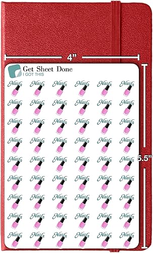 Miniatura 3 de Planificador de uñas, 54 calcomanías de vinilo divertidas (12 pulgadas), día de salón de manicura, tiempo de cuidado personal de belleza,