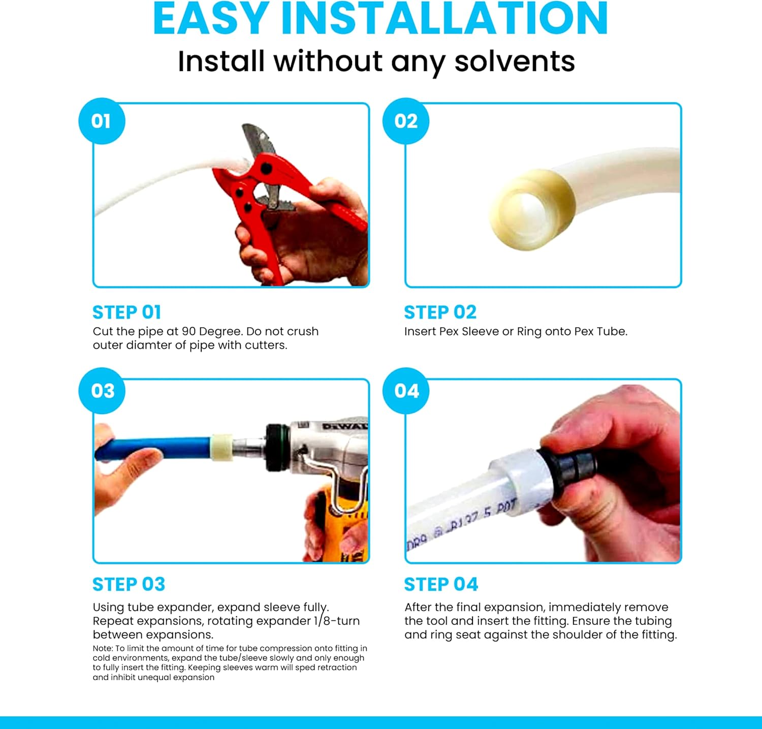 Pex A Fittings –1/2" inch Pex Fittings Set | Elbow, Tee & Coupler Kit | ASTM F1960 Certified PPSU | For Water Supply & Radiant Heating [Pack of 30]