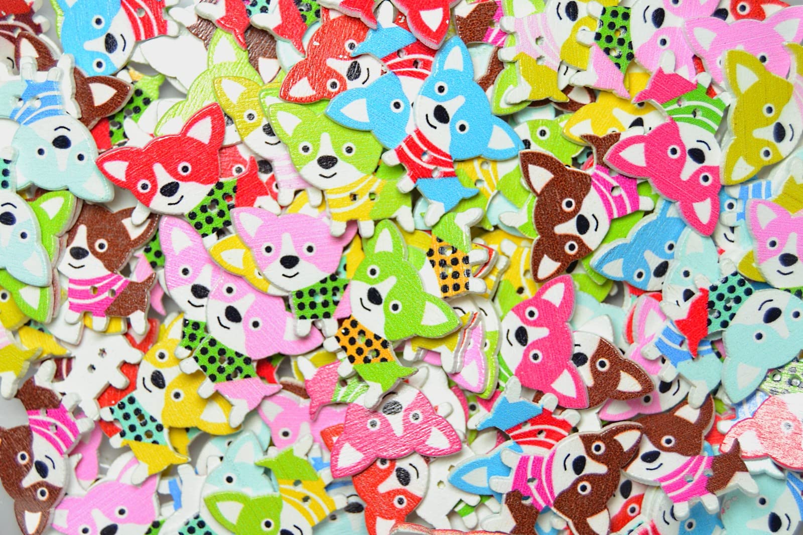 celloexpress Printed Wooden Buttons - Unique Childrens Cartoon Designs for Sewing & Embroidery (Chihuaha Type 1-26mm, Pack of 100) โ image 1