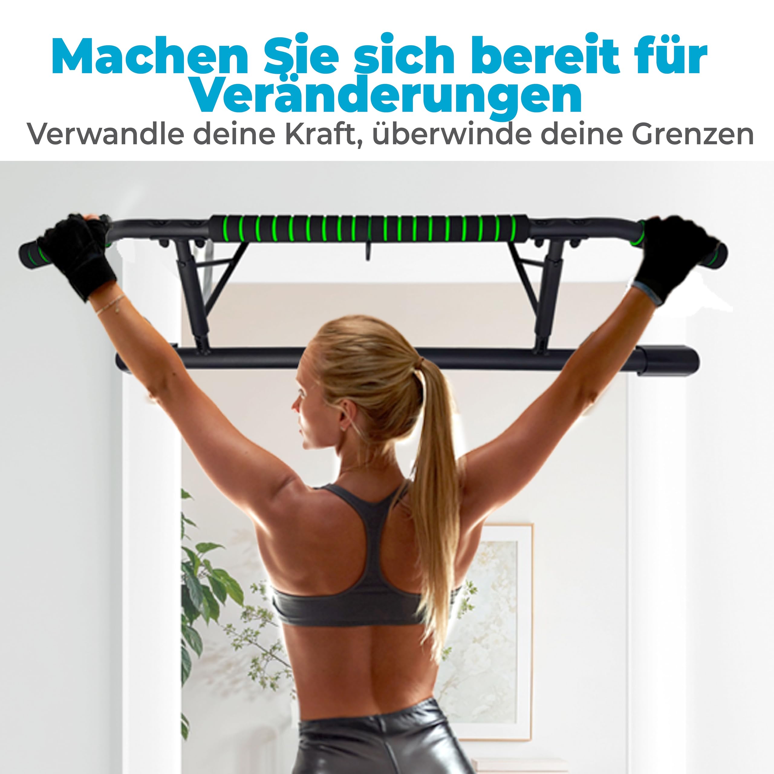 OcioDual Klimmzugstange Türrahmen Schraubenlose, Klimzugststange für Tür + Suspension-Trainingsgurte, Klemmstange Türrahmen, Heimübung, Heimfitness, Pull Up Bar Door, Reckstange indoor