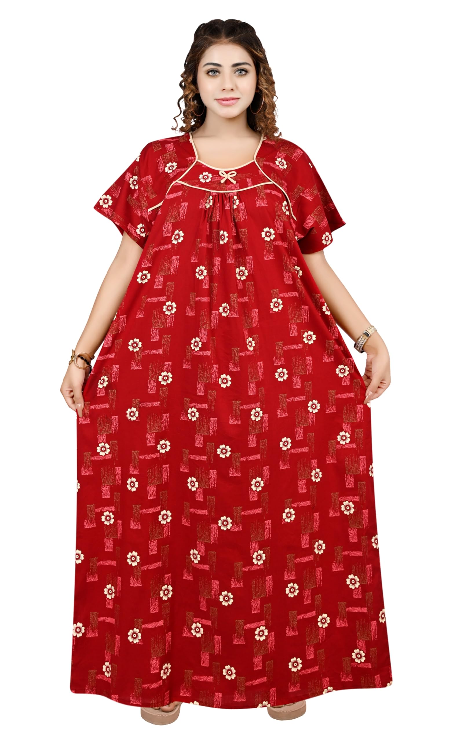 Women’s Cotton Printed Nighty | Long Gown Maxi for Women | Plus Size Stylish Jumbo Nighty | Ladies Night Dress XL XXL 3XL 4XL