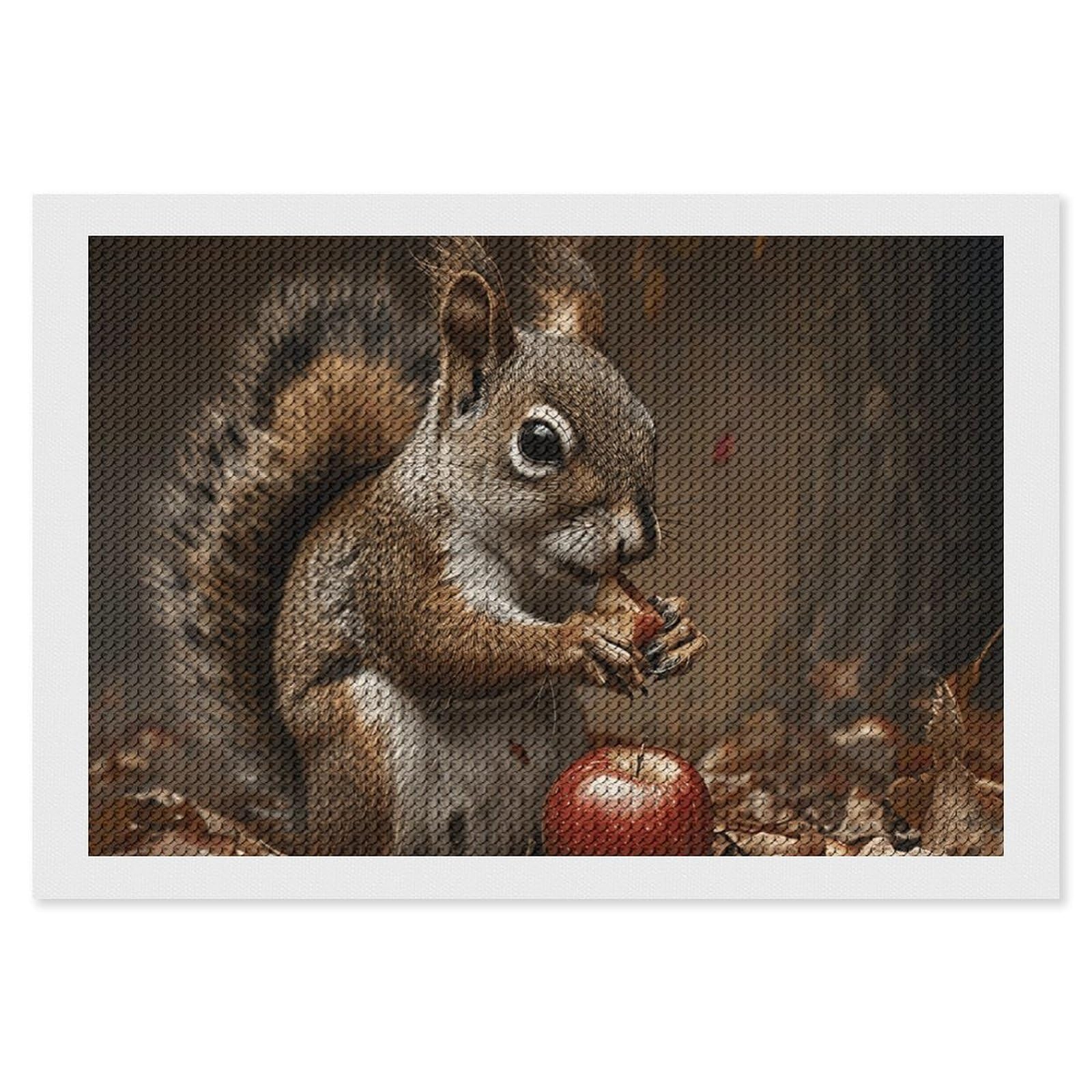 A Squirrel Eats Diamond Painting Kits for Adults, DIY 5D Diamond Painting Kits for Beginners, Round Full Drill Diamond Dots Paintings, Diamonds Pictures Gem Art for Crafts Home Decor 8"x12"
