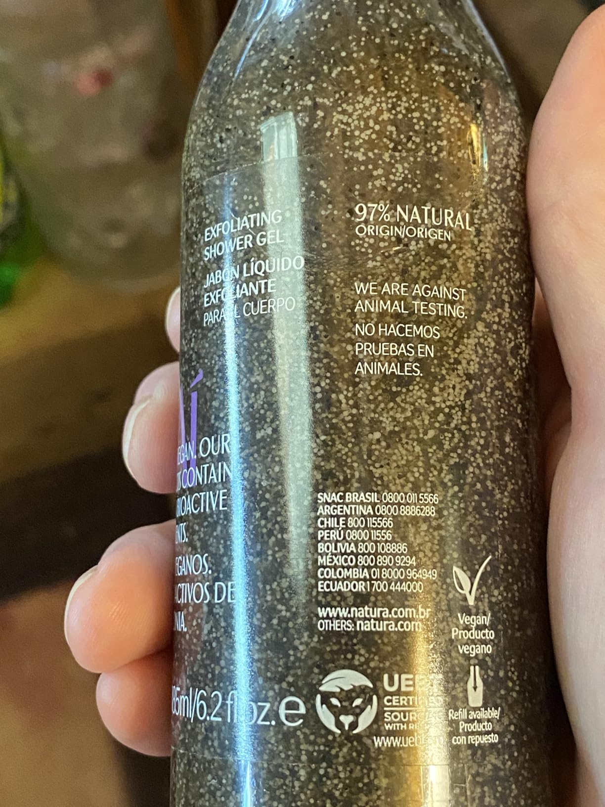 Natura - Ekos Açaí Revitalizing Exfoliating Shower Gel - Natural Exfoliants - Removes Impurities - Body Wash - Vegan Skin Care - Brazilian Beauty Secrets - Self Care & Body Care - 6.2 fl oz (185ml)