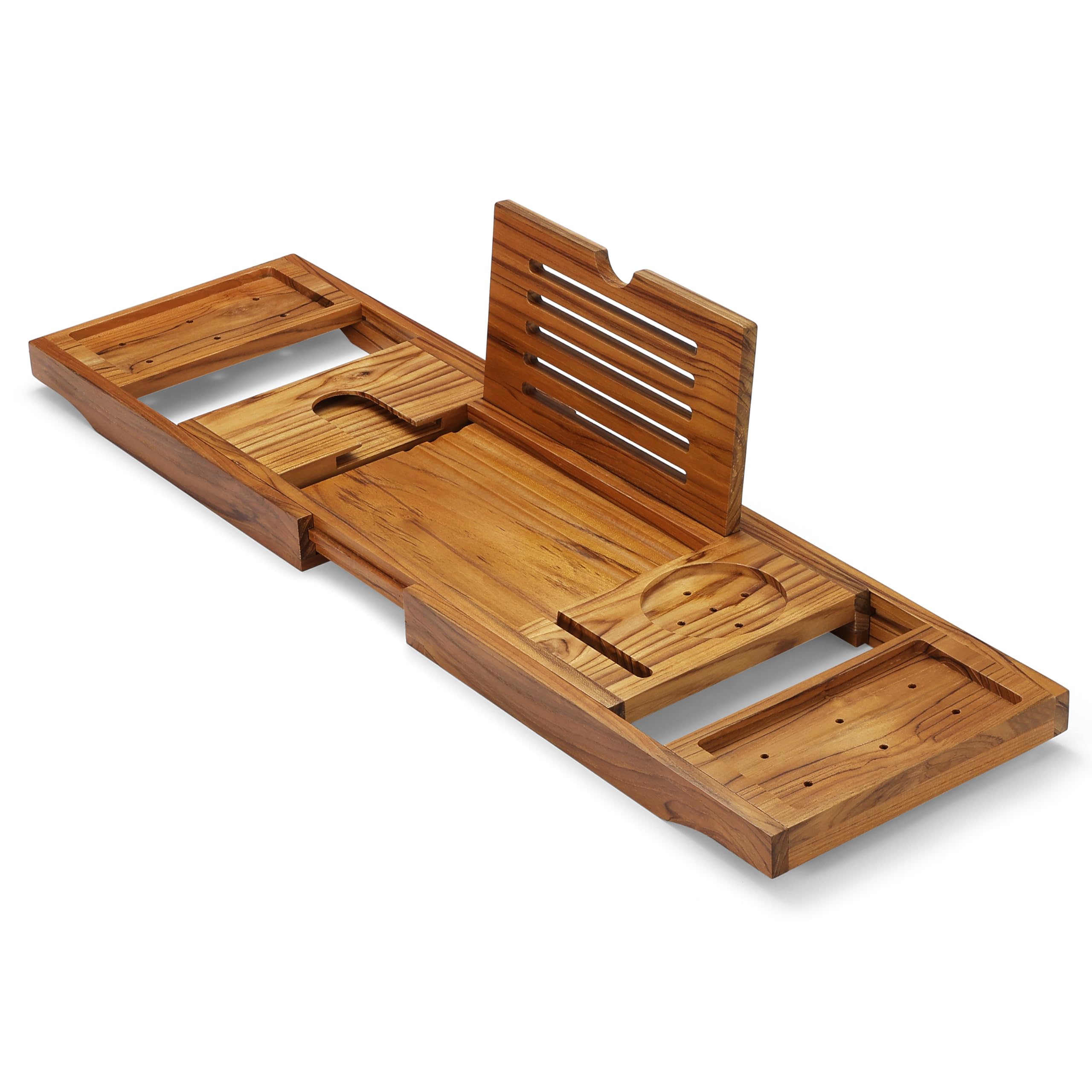 Teak Bathtub Tray, Bathtub Caddy, Expandable Bath Tub Tray Wood, Bath Table Tray&Bathtub Shelf, Luxury Bathtub & Bathroom Accessories and Organizer, House Warming&Wedding Gifts(Large)