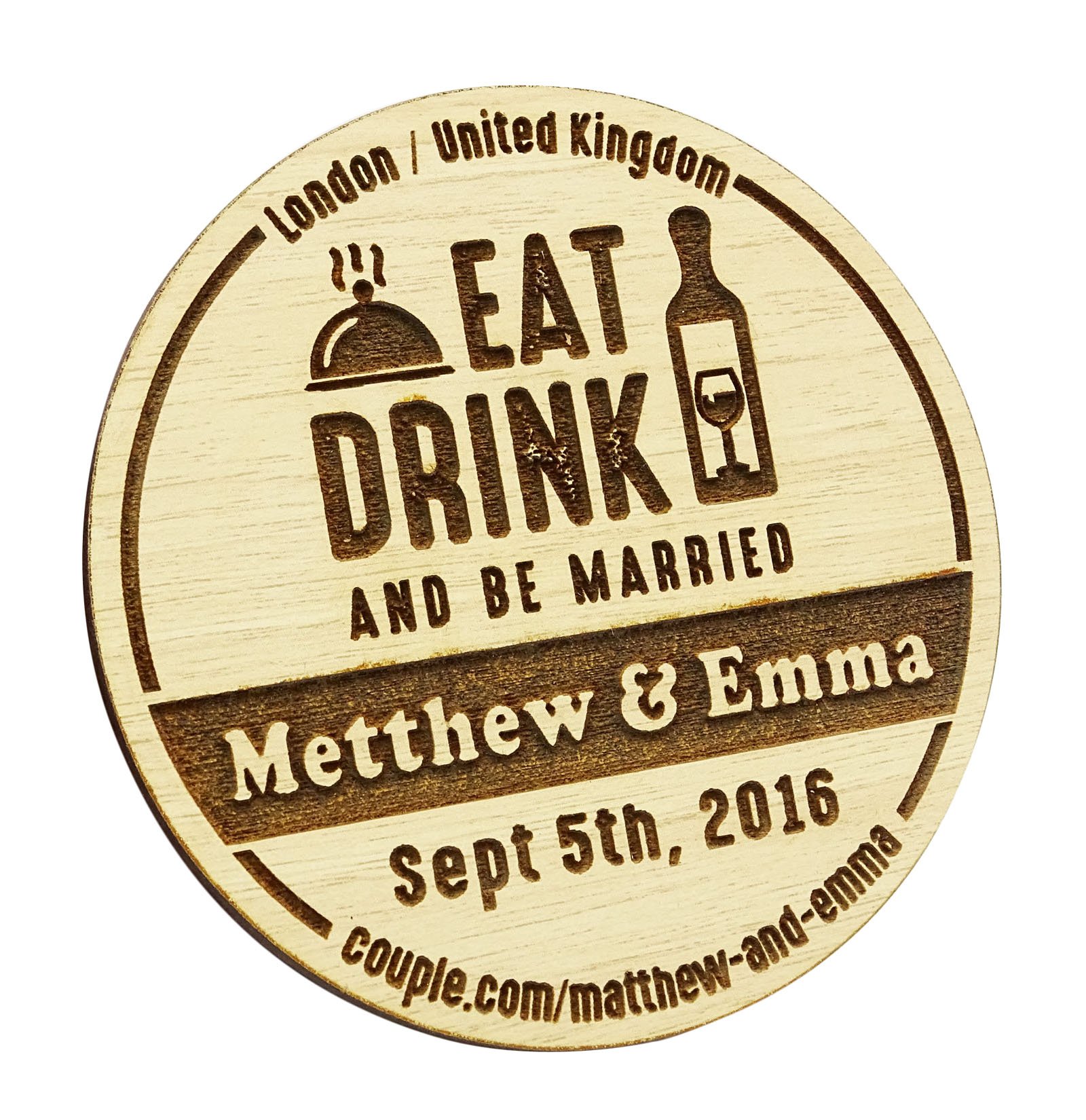 Save the Date magnet bois personnalisé mariage rustique gravé x50