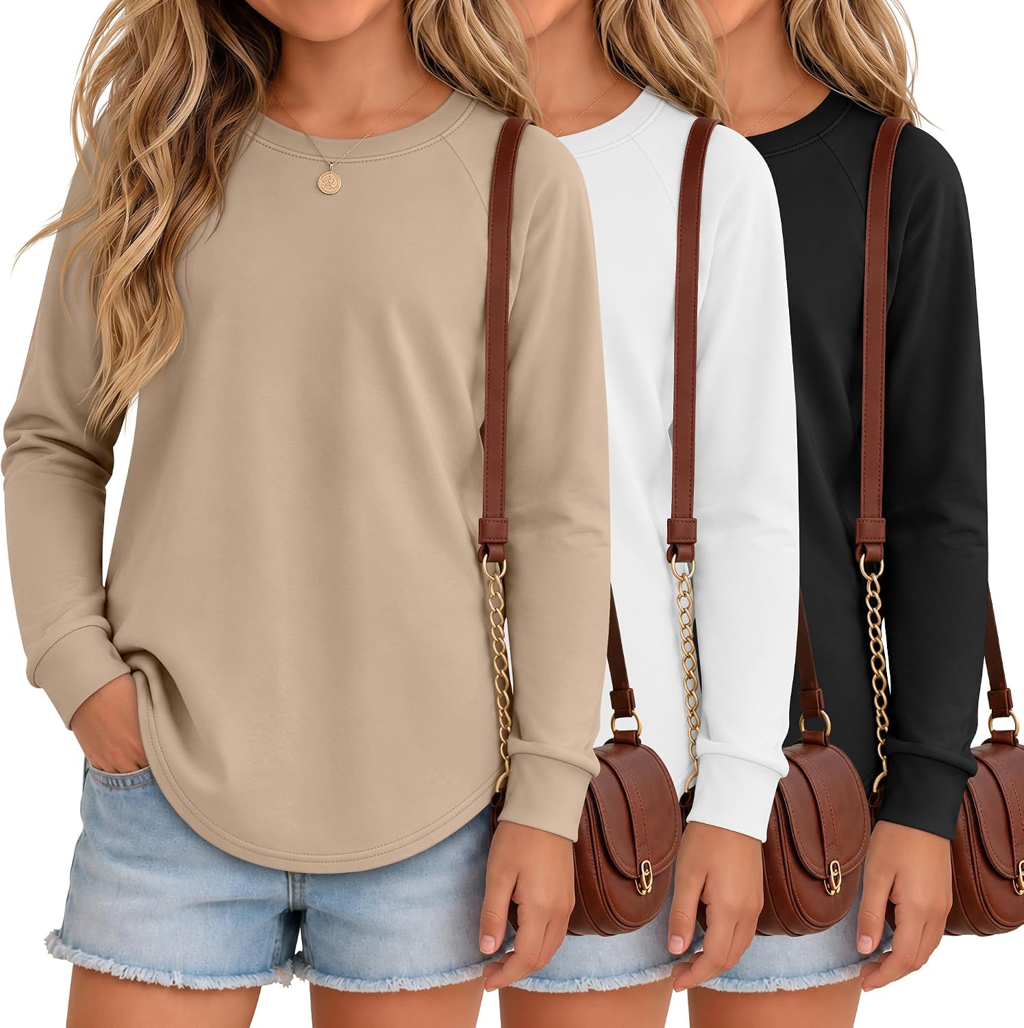 Girls Long Sleeve Shirts Kids Crew