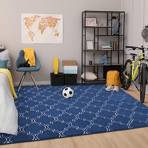 Miniatura 5 de Chicrug Alfombra geométrica moderna para dormitorio, alfombra de interior de espuma viscoelástica, de 3 x 5 pies, alfombra mullida para sala de