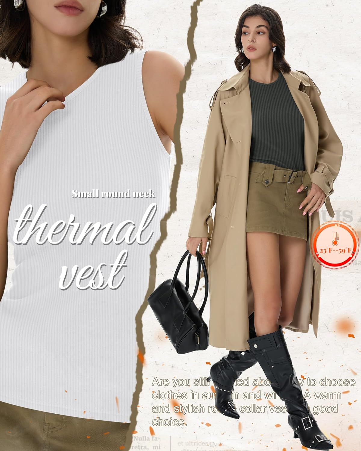 3 Pack Women Sleeveless Thermal Tank Tops Ribbed Warm Cotton Vest for Cold Weather Base Layer Lined Underwear - Image 3