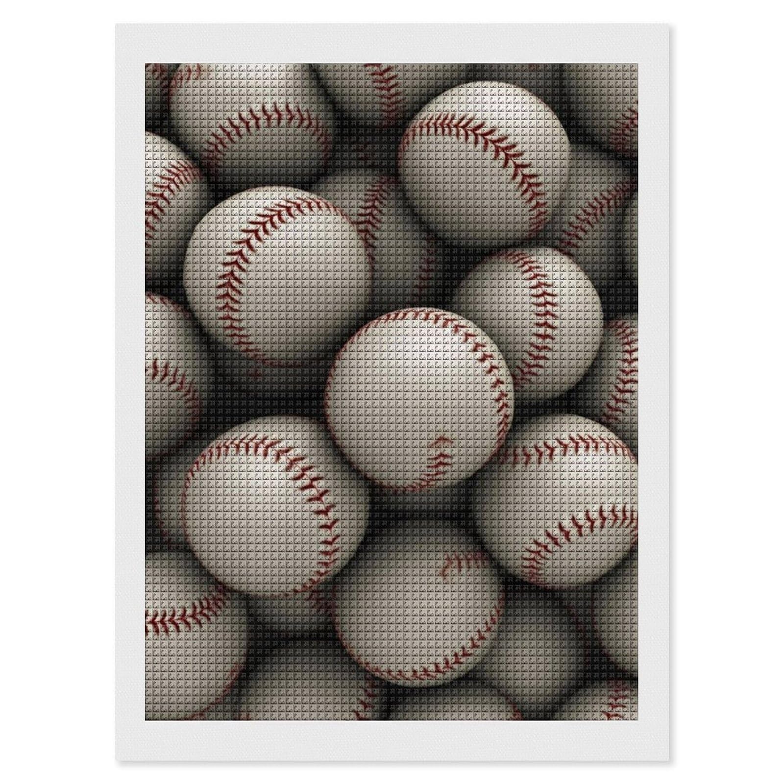 Baseball Diamond Art Kits for Adults, DIY 5D Diamonds Painting Kits for Beginner, Round Full Drill Diamond Dots Painting, 12"x16" Diamonds Pictures Gem Art and Crafts Wall Decor