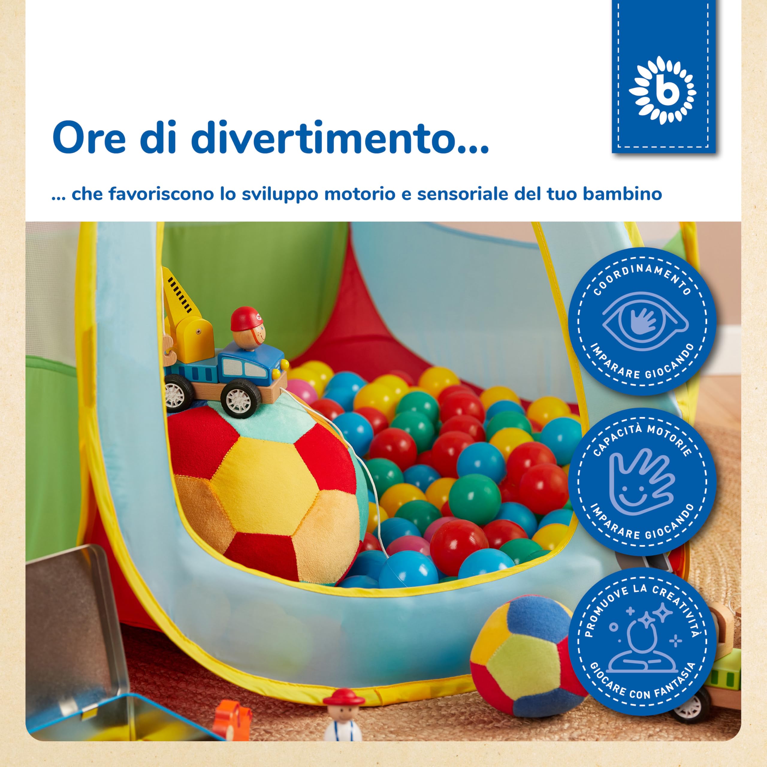 Bieco 22000510, 100 palline colorate, circa 6 cm