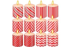 Premium Christmas Candy Cane Pillar Candles