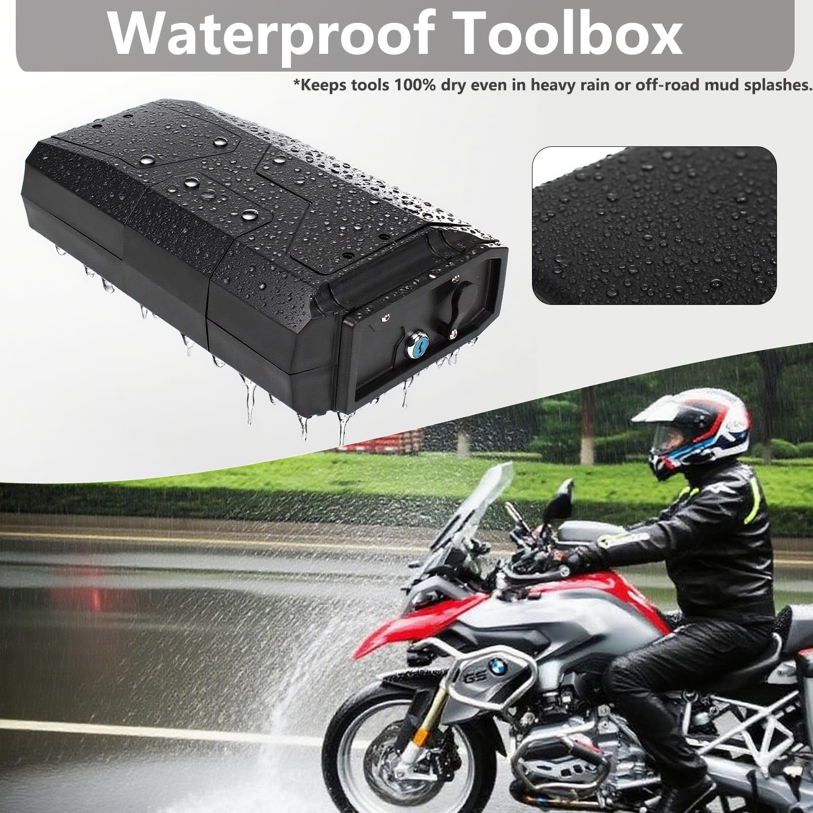 Boîte à Outils de Moto Compatible avec R1250GS R1200GS LC ADV. F850GS F750GS – Plastique L 12,67 x l 4,05 x H 7,5 Pouces (Noir)