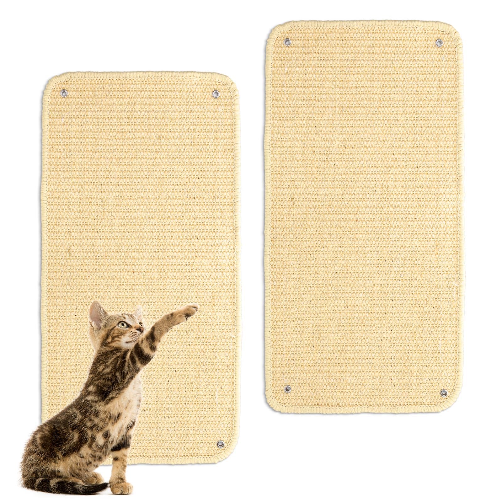 Huakaile 2 Packs Sisal Cat Scratch Pad for Indoor Cats 19.6" x 9.8" Mountable Cat Wall Scratcher Carpet