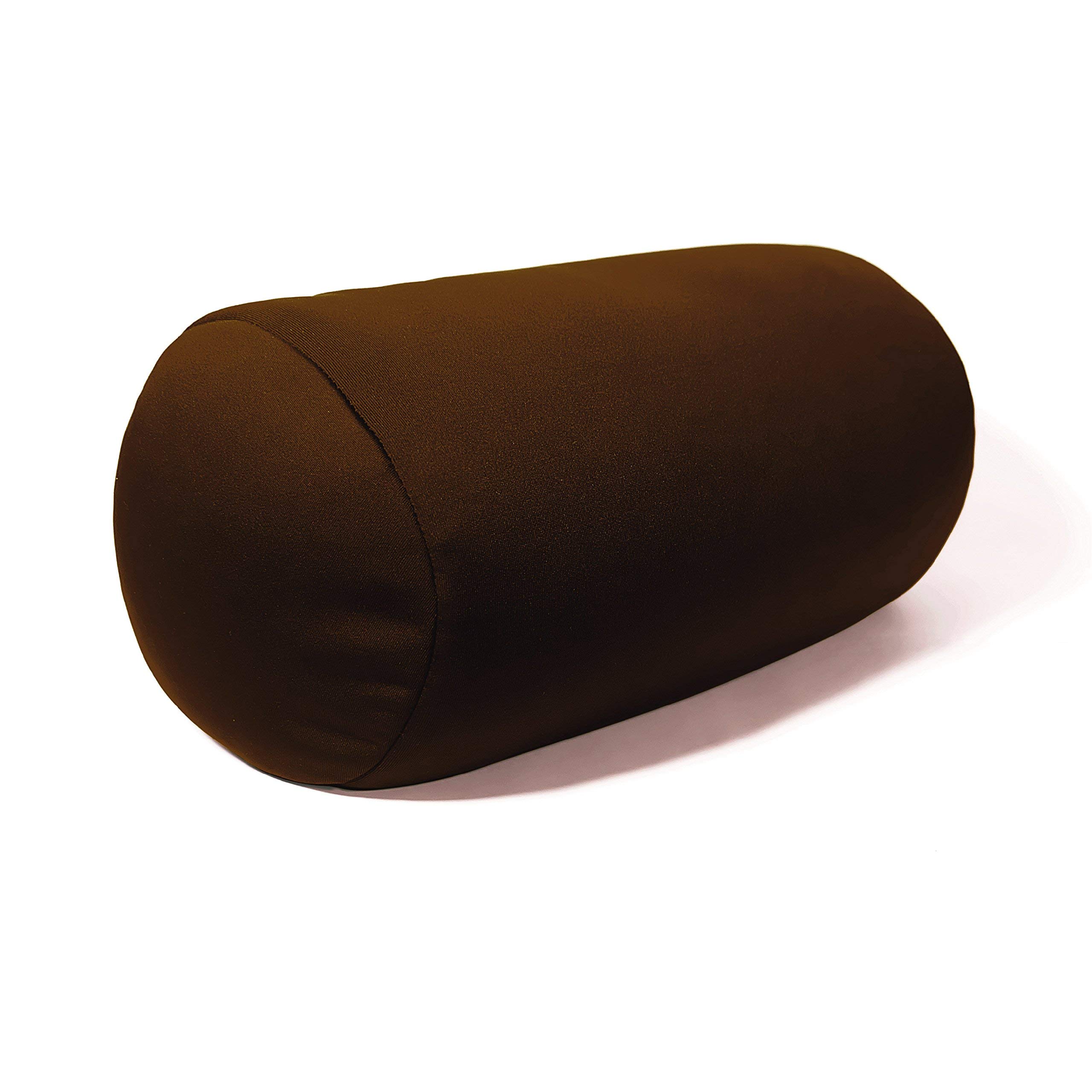 Cushie Pillows 7 inches x 12 inches Microbead Bolster Squishy/Flexible/Extremely Comfortable Roll Pillow - Brown