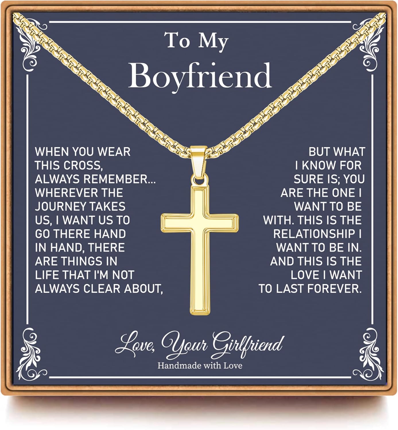 Gifts for Men - Cross Necklace Gifts for Men, Black/Gold/Silver Cross Necklace Stainless Steel Cross Necklace for Men Gifts Dad Son Birthday Gifts for Dad Son Husband Necklace for Men