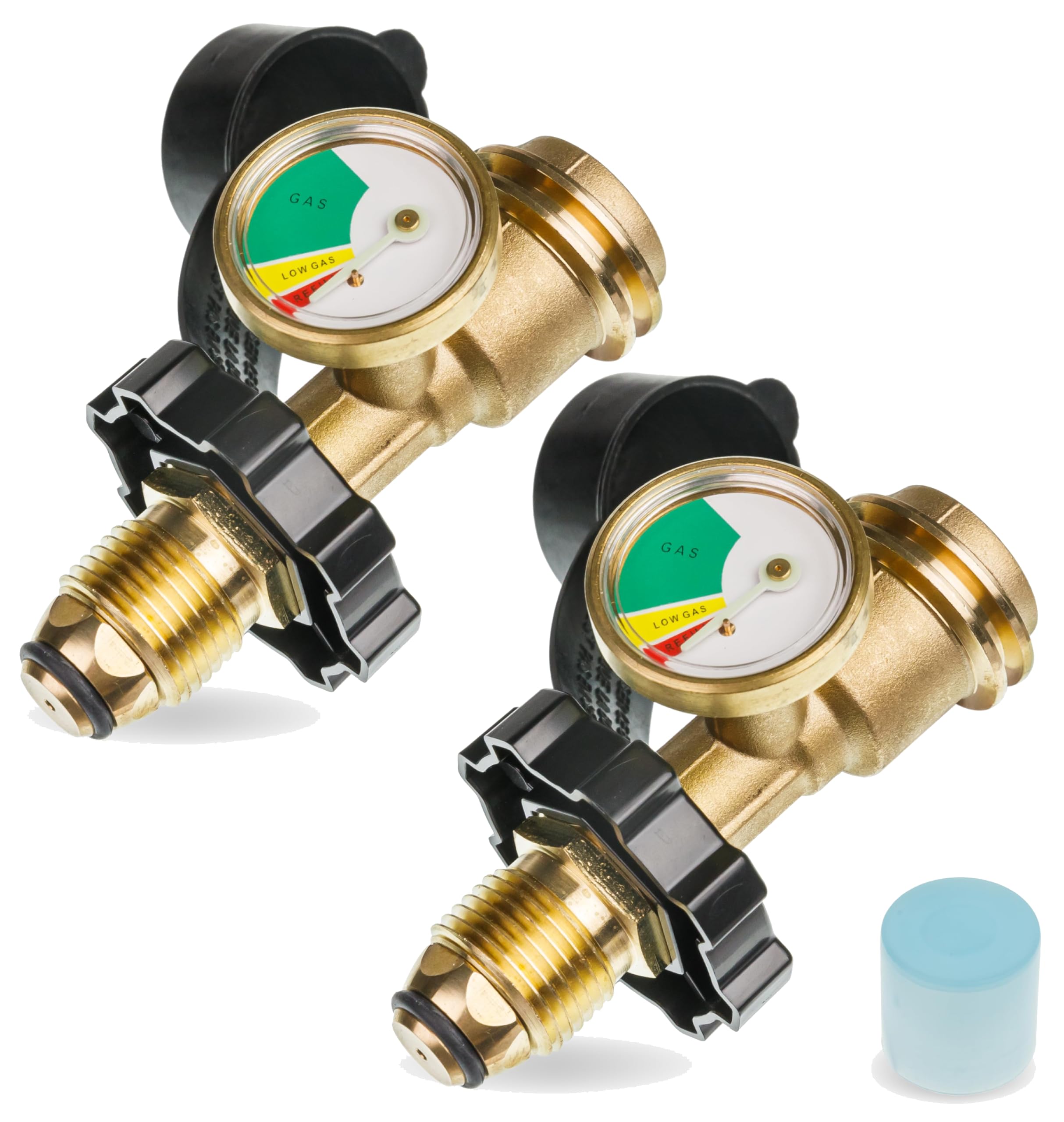 BlueStars [100% Solid Brass] 100 lb Propane Tank Adapter POL Propane Gauge