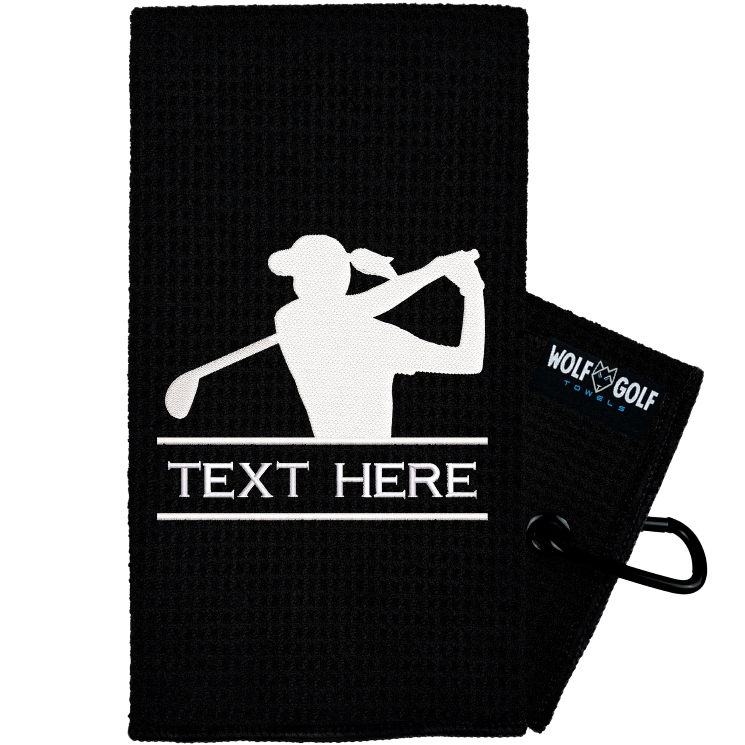 Wolf Golf Towels Custom Golf Towel | Personalized Golf Accessories for Men & Women | Add Your Text with Choice of Font and Thread Color